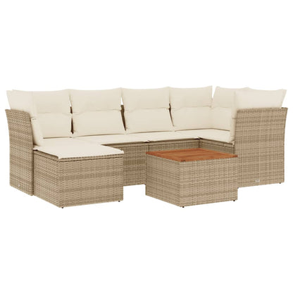 vidaXL Salon de jardin 7 pièces avec coussins en résine tressée beige