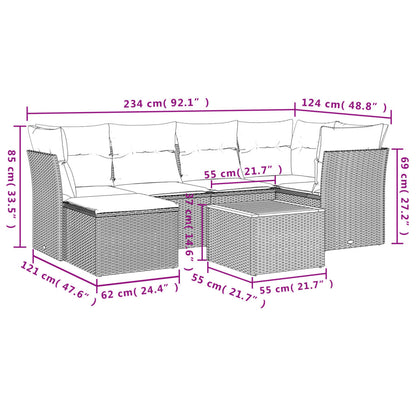 vidaXL Salon de jardin 7 pièces avec coussins en résine tressée beige