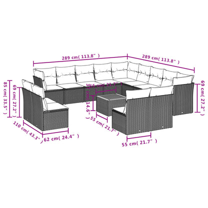 vidaXL Ensemble de canapés de jardin 14 pcs avec coussins gris en résine tressée