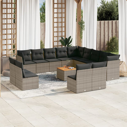 vidaXL Ensemble de canapés de jardin 14 pcs avec coussins gris en résine tressée