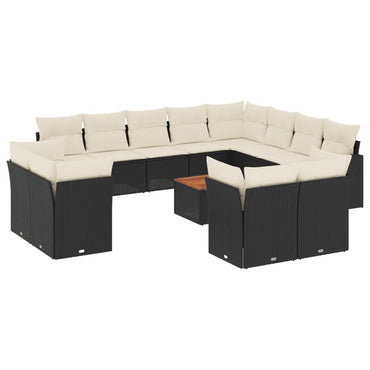 vidaXL Ensemble de canapés de jardin 13 pièces avec coussins résine tressée noire