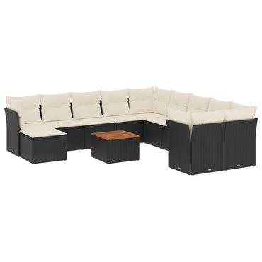 vidaXL Ensemble de canapés de jardin 12 pcs avec coussins Noir Résine tressée