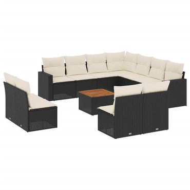 vidaXL Ensemble de canapés de jardin 12 pcs avec coussins Noir Résine tressée