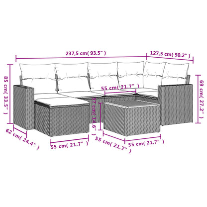 vidaXL Ensemble de canapés de jardin 7 pcs avec coussins Gris Résine tressée