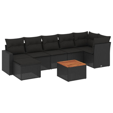 vidaXL Ensemble de canapés de jardin 8 pièces avec coussins résine tressée noir