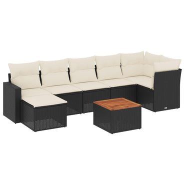 vidaXL Ensemble de canapés de jardin 8 pièces avec coussins résine tressée noir