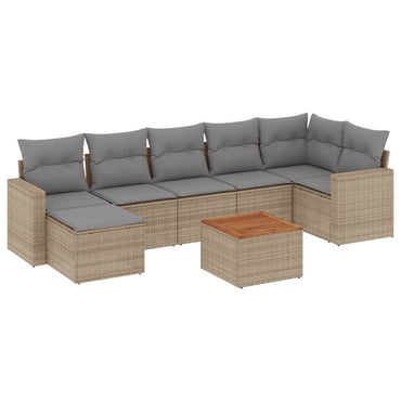 vidaXL Canapé d'angle de jardin 8 pcs avec coussins Résine tressée Beige