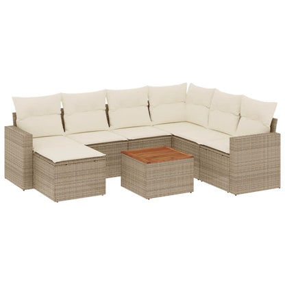 vidaXL Canapé d'angle de jardin 8 pcs avec coussins Résine tressée Beige