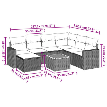 vidaXL Canapé d'angle de jardin 8 pcs avec coussins Résine tressée Beige