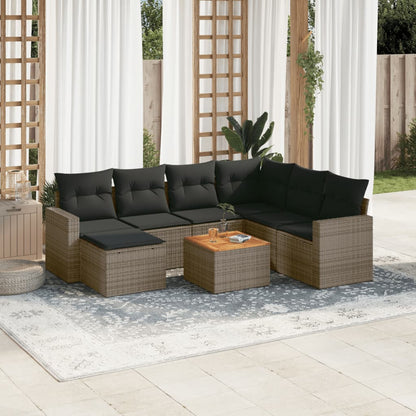 vidaXL Ensemble de canapés de jardin 8 pièces avec coussins en résine tressée grise