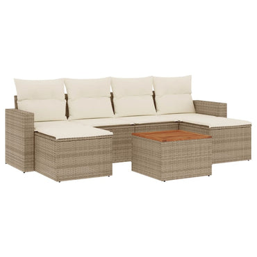 vidaXL Salon de jardin 7 pièces avec coussins en résine tressée beige