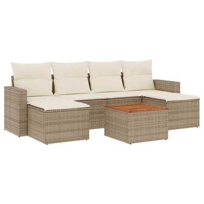 vidaXL Salon de jardin 7 pièces avec coussins en résine tressée beige