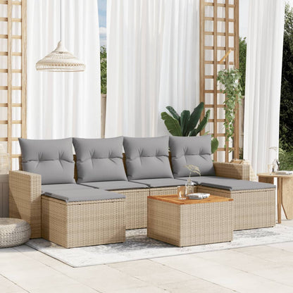 vidaXL Salon de jardin 7 pièces avec coussins en résine tressée beige