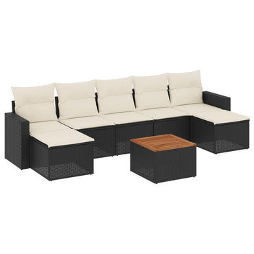 vidaXL Ensemble de canapés de jardin 8 pièces avec coussins résine tressée noir