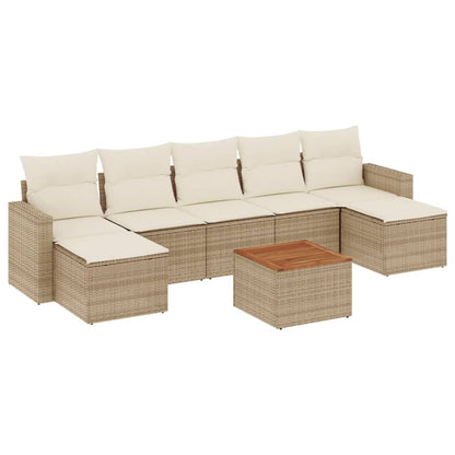 vidaXL Canapé d'angle de jardin 8 pcs avec coussins Résine tressée Beige