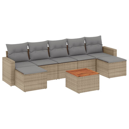 vidaXL Canapé d'angle de jardin 8 pcs avec coussins Résine tressée Beige
