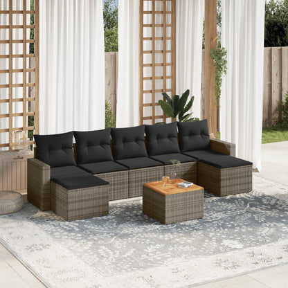 vidaXL Ensemble de canapés de jardin 8 pièces avec coussins en résine tressée grise