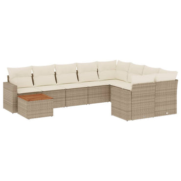 vidaXL Salon de jardin 10 pcs avec coussins beige résine tressée