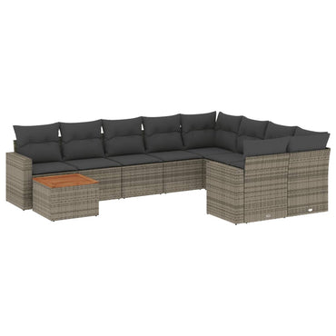 vidaXL Salon de jardin 10 pcs avec coussins résine tressée gris