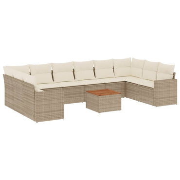 vidaXL Ensemble de canapés de jardin 11 pcs avec coussins en rotin synthétique beige