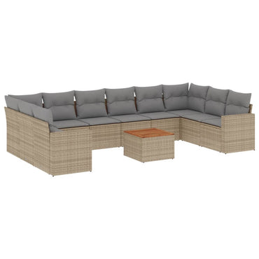 vidaXL Ensemble de canapés de jardin 11 pcs avec coussins en rotin synthétique beige