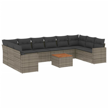 vidaXL Ensemble de canapés de jardin 11 pcs avec coussins en résine tressée gris
