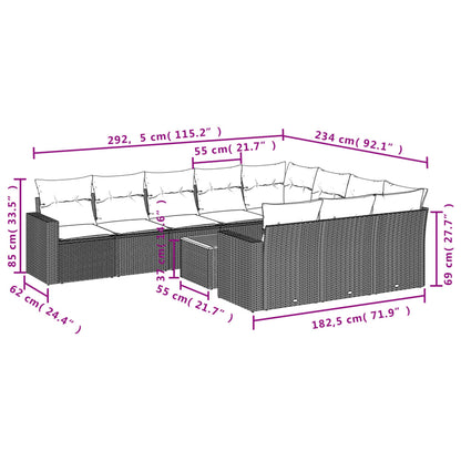 vidaXL Ensemble de canapés de jardin 11 pcs avec coussins en rotin synthétique beige