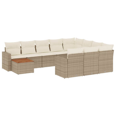 vidaXL Ensemble de canapés de jardin 11 pcs avec coussins en rotin synthétique beige