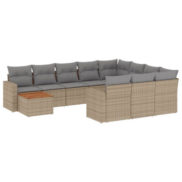 vidaXL Ensemble de canapés de jardin 11 pcs avec coussins en rotin synthétique beige