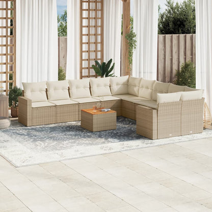 vidaXL Ensemble de canapés de jardin 11 pcs avec coussins en rotin synthétique beige