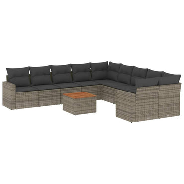 vidaXL Ensemble de canapés de jardin 11 pcs avec coussins en résine tressée gris