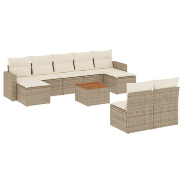 vidaXL Salon de jardin 10 pcs avec coussins beige résine tressée