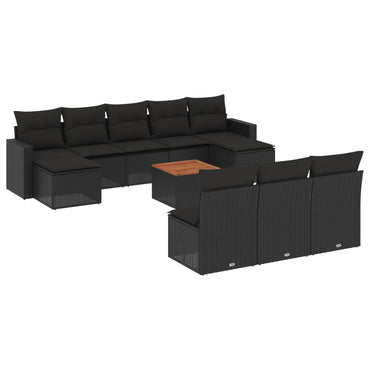 vidaXL Salon de jardin 11 pcs avec coussins Noir Résine tressée