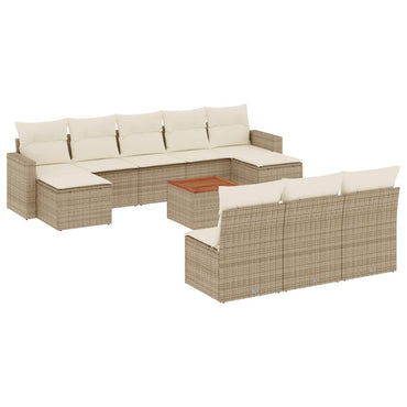 vidaXL Ensemble de canapés de jardin 11 pcs avec coussins en rotin synthétique beige