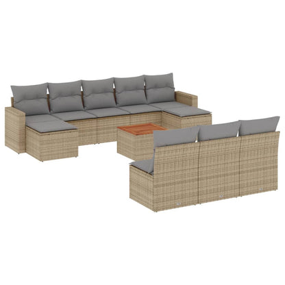 vidaXL Ensemble de canapés de jardin 11 pcs avec coussins en rotin synthétique beige
