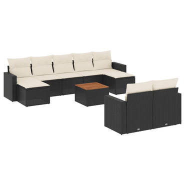 vidaXL Salon de jardin 10 pcs avec coussins Noir Résine tressée