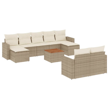 vidaXL Salon de jardin 10 pcs avec coussins beige résine tressée