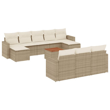 vidaXL Ensemble de canapés de jardin 11 pcs avec coussins en rotin synthétique beige
