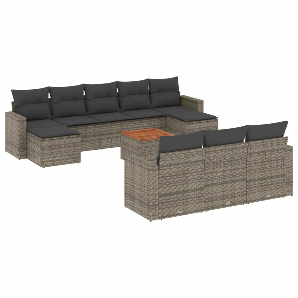 vidaXL Ensemble de canapés de jardin 11 pcs avec coussins en résine tressée gris
