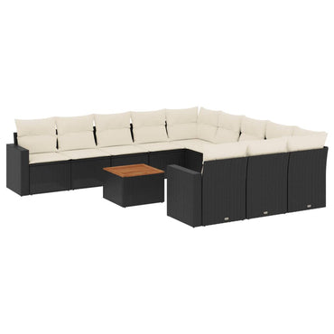 vidaXL Ensemble de canapés de jardin 12 pcs avec coussins Noir Résine tressée