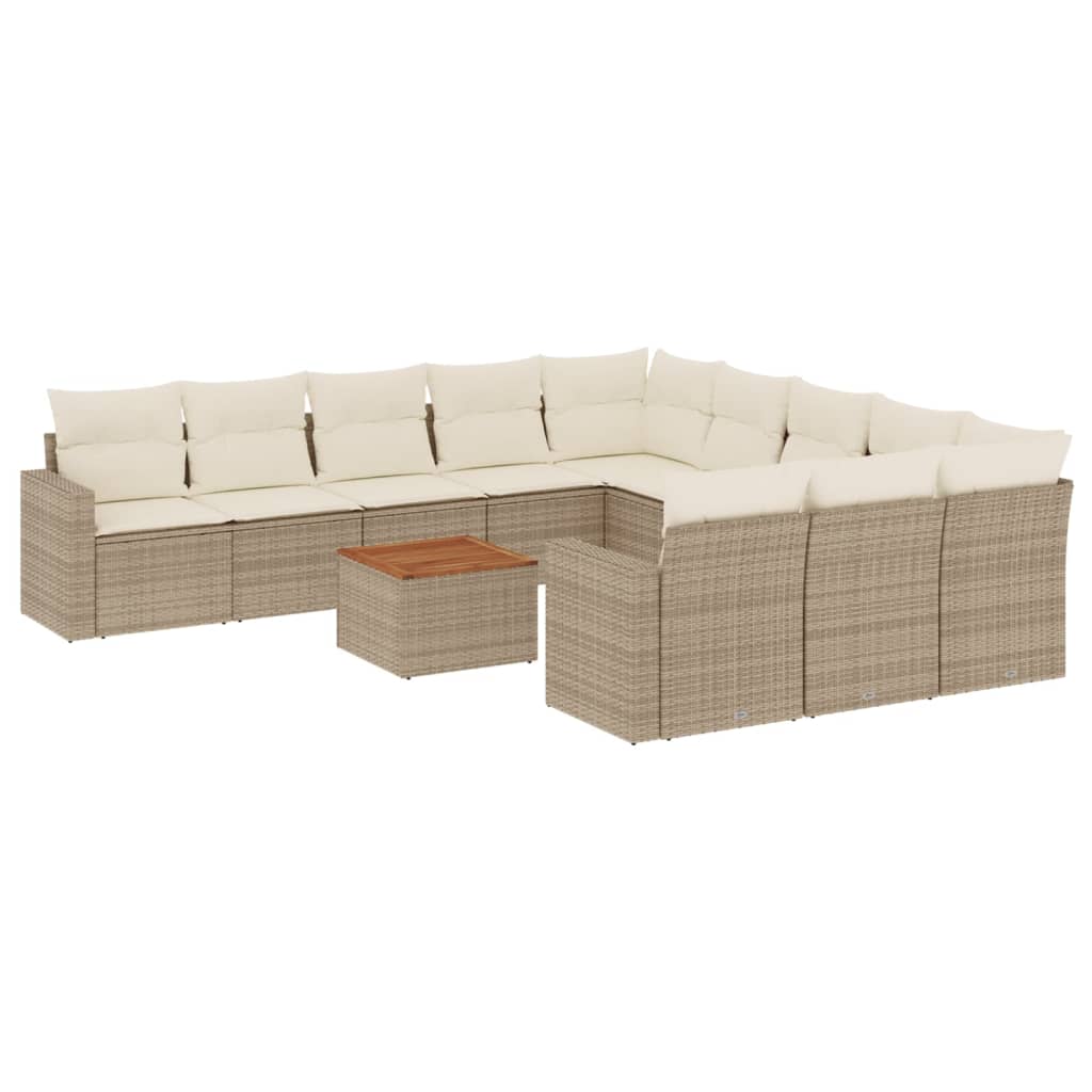 vidaXL Salon de jardin 12 pcs avec coussins résine tressée beige