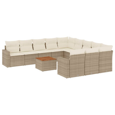 vidaXL Salon de jardin 12 pcs avec coussins résine tressée beige