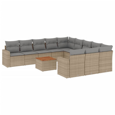 vidaXL Salon de jardin 12 pcs avec coussins résine tressée beige