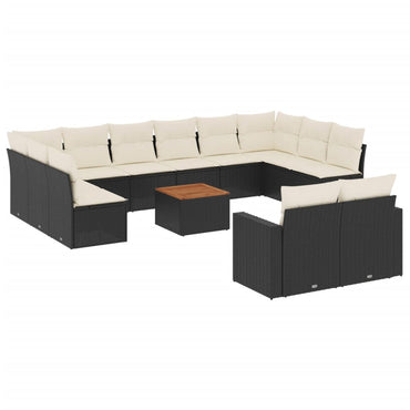 vidaXL Ensemble de canapés de jardin 13 pièces avec coussins résine tressée noire