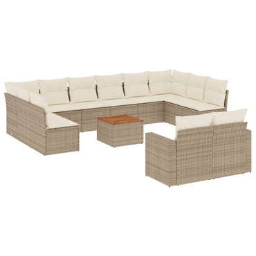 vidaXL Salon de jardin 13 pcs avec coussins Résine tressée Beige