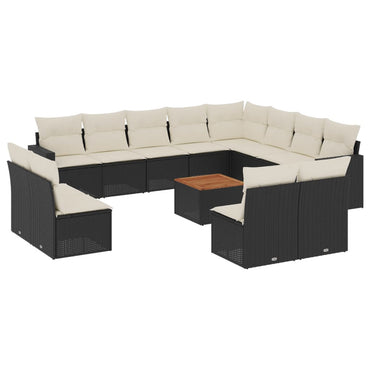 vidaXL Ensemble de canapés de jardin 13 pièces avec coussins résine tressée noire