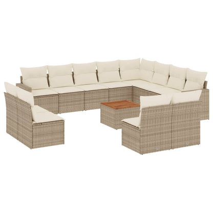 vidaXL Salon de jardin 13 pcs avec coussins Résine tressée Beige