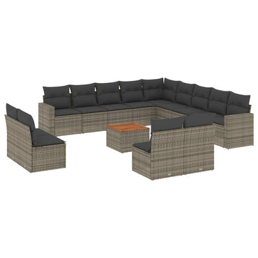 vidaXL Ensemble de canapés de jardin 14 pcs avec coussins gris en résine tressée