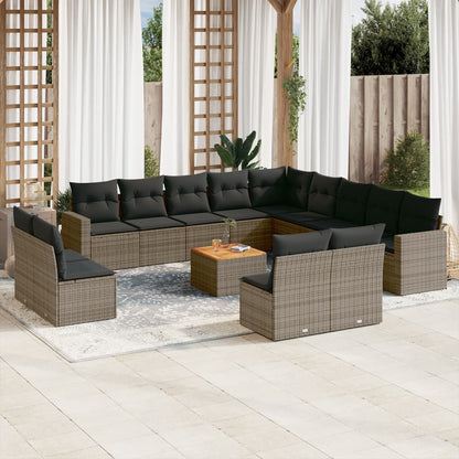 vidaXL Ensemble de canapés de jardin 14 pcs avec coussins gris en résine tressée