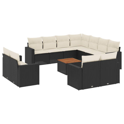 vidaXL Ensemble de canapés de jardin 12 pcs avec coussins Noir Résine tressée